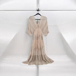 Zury Striped Maxi Dress Metallic Pink S/M Indie Boho Festival Fairy Y2k Hippie